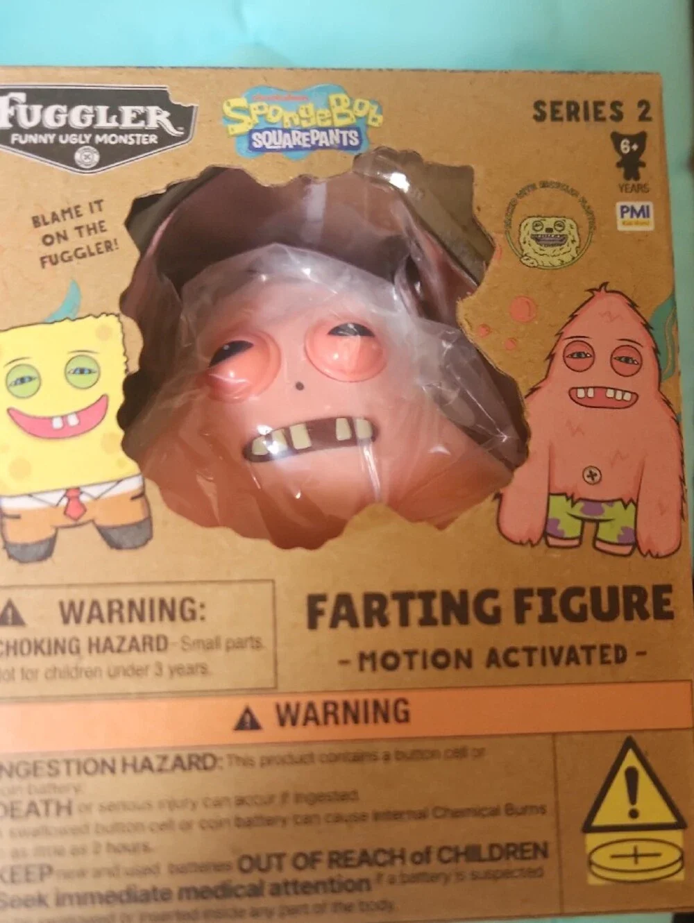 Fuggler x SpongeBob Series 2 Motion-Activated Farting Figures - Yellow & Pink